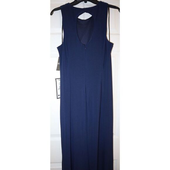 MSK 93900363L Sz 16 Navy Style Setter Embellished Front-Slit Evening Gown - Picture 6 of 12
